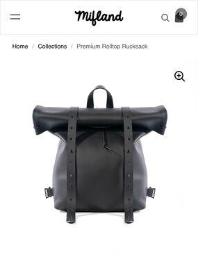Mifland Black Rolltop Backpack with Red Adjustable Straps
